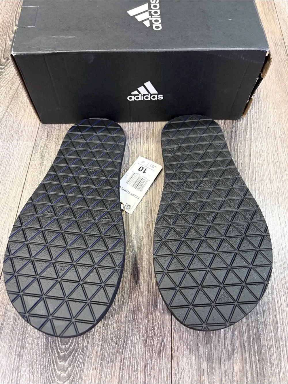 adidas Black Men's Flip Flops with White Logo